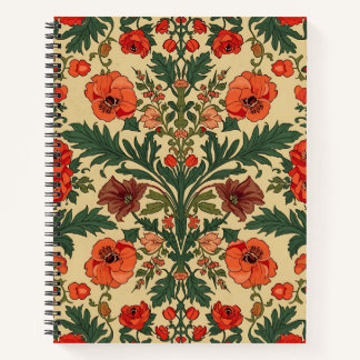 Cuaderno William Morris Poppies Floral Art Nouveau Pattern