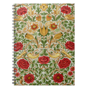 Cuaderno William Morris Rosa y Pájaros Chintz Rojo