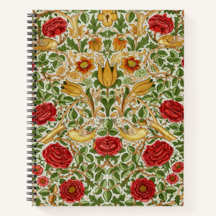 Cuaderno William Morris Rosa y Pájaros Chintz Rojo
