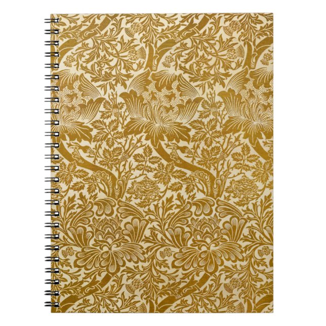 Cuaderno William Morris Rosa y Thistle Floral Golden (Frente)