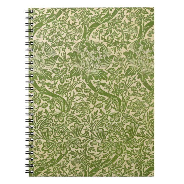 Cuaderno William Morris Rosa y Thistle Floral Green (Frente)