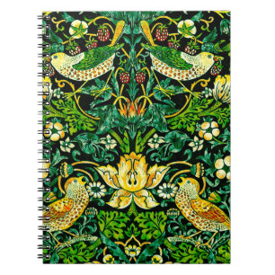 Cuaderno William Morris Strawberry Thief Green Y Naranja