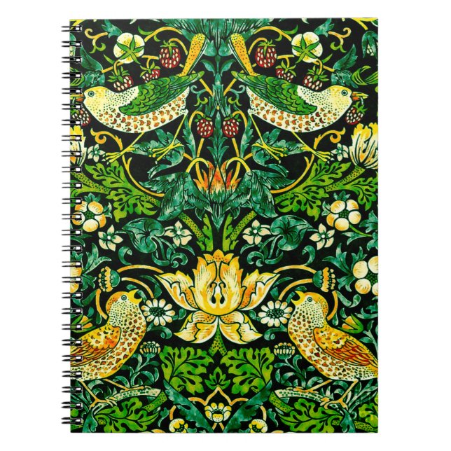 Cuaderno William Morris Strawberry Thief Green Y Naranja (Frente)