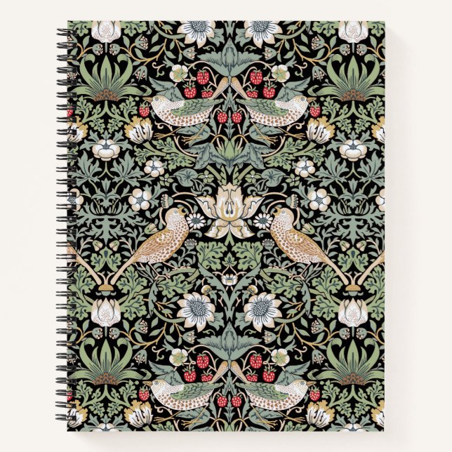 Cuaderno William Morris Strawberry Thief I Aves Negras (Anverso)