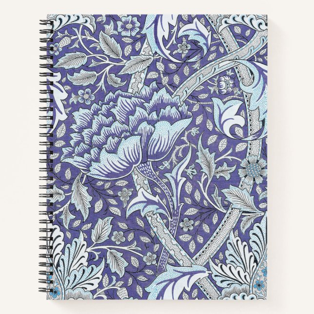Cuaderno William Morris Windrush flores azules florales (Anverso)