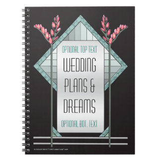 Cuaderno Willow rosado del Art Deco y vidrio de Aqua sobre 