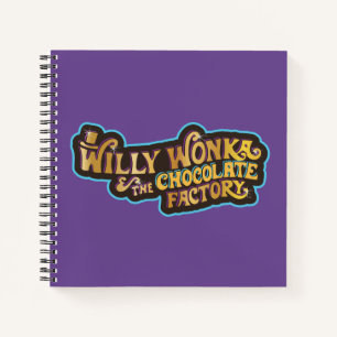 Cuaderno Willy Wonka y el logotipo de la fábrica de chocola