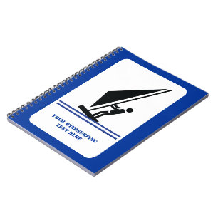 Cuaderno Windsurfista a bordo personalizado negro azul de w