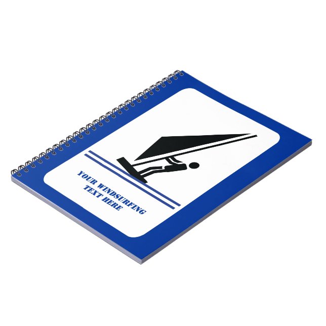 Cuaderno Windsurfista a bordo personalizado negro azul de w (Lado Izquierdo)
