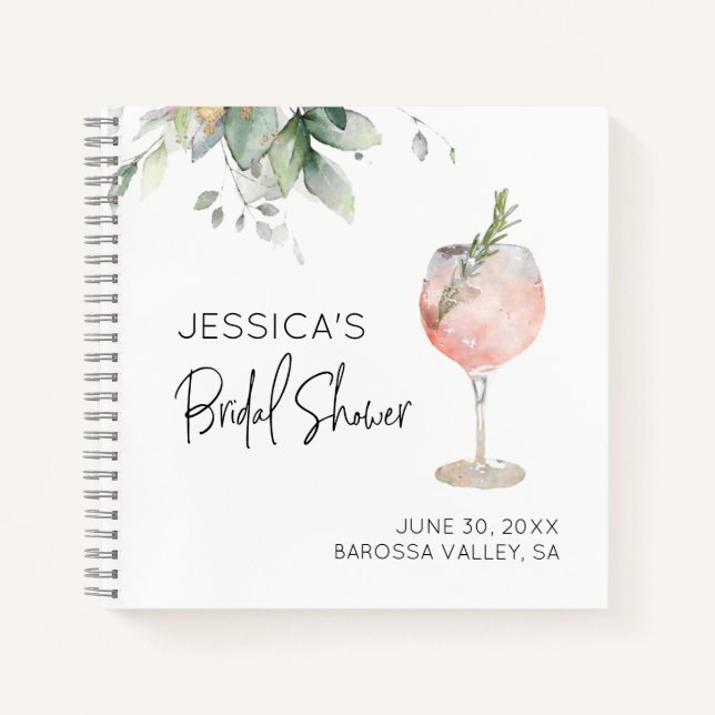 Cuaderno Wine Cocktail Pink Bridal Shower Guest Book (Anverso)