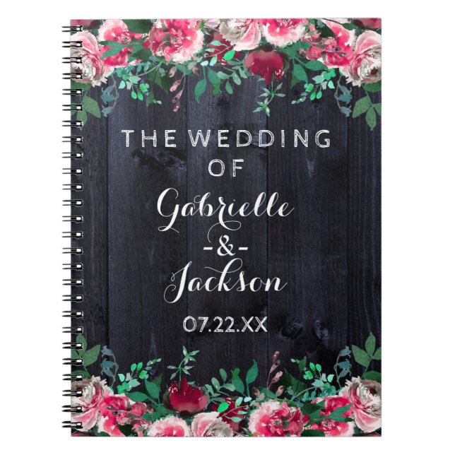 Cuaderno Wine Rubor & Navy Wood Burgundy Wedner Planner (Frente)