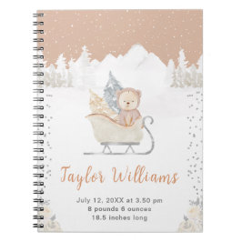 Cuaderno Winter Bear Brown Sleigh Nacimientos Estadísticas