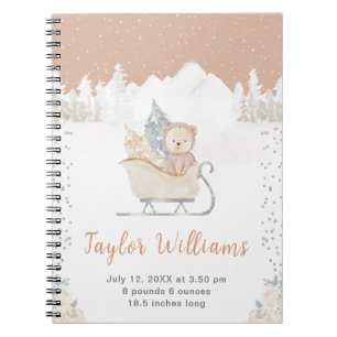 Cuaderno Winter Bear Brown Sleigh Nacimientos Estadísticas