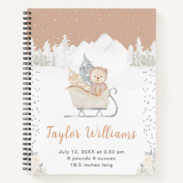 Cuaderno Winter Bear Brown Sleigh Nacimientos Estadísticas