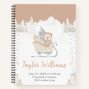 Cuaderno Winter Bear Brown Sleigh Nacimientos Estadísticas
