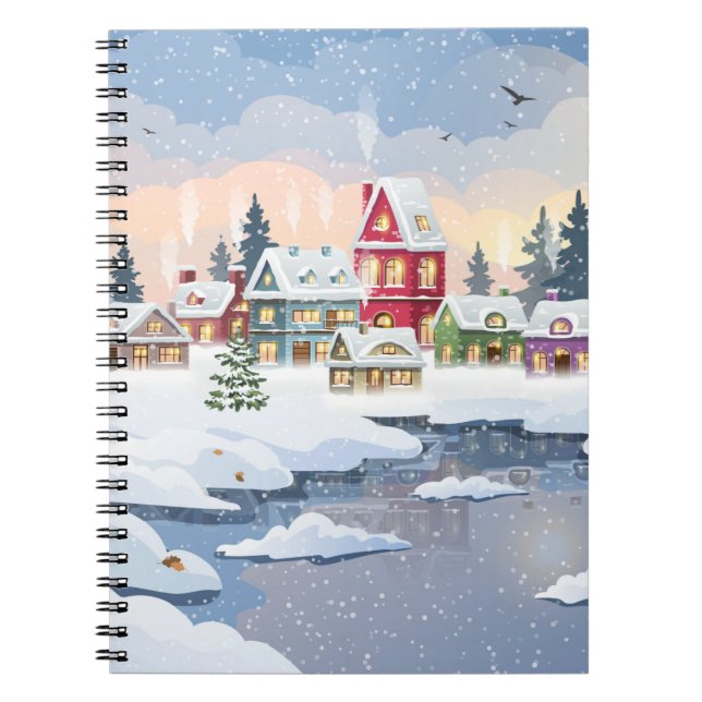 Cuaderno Winter Christmas landscape with snow-covered house (Frente)