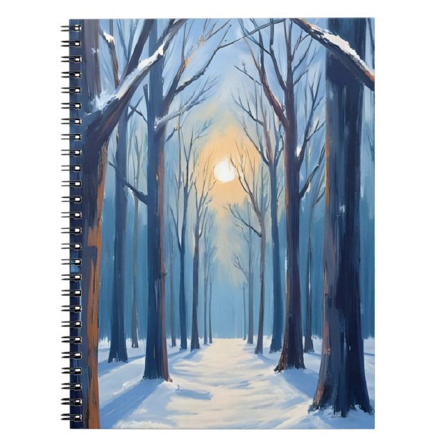 Cuaderno Winter Forest Watercolor Trees Blue (Frente)