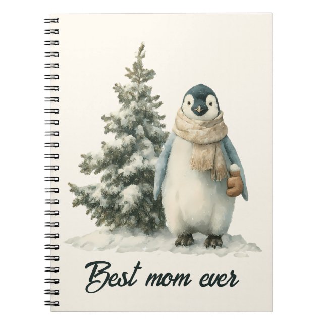 Cuaderno Winter Penguin “Best Mom Ever” Design (Frente)