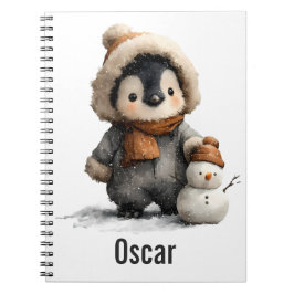 Cuaderno Winter Penguin with Snowman Design