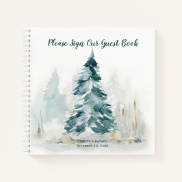 Cuaderno Winter Pine Tree Pine Green Back Guest Book
