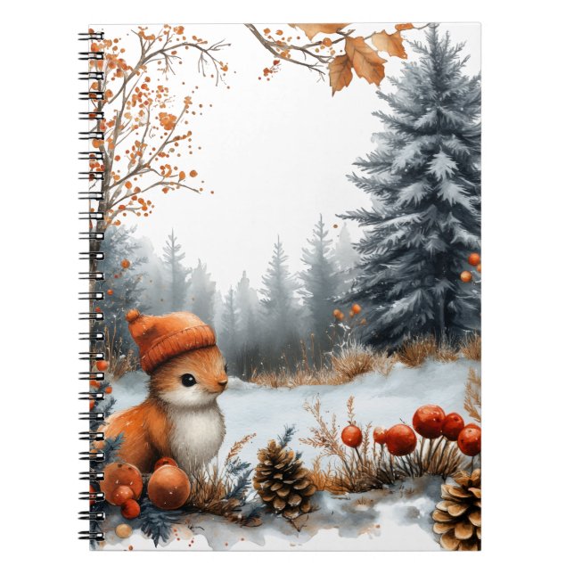 Cuaderno Winter Squirrel in Frosted Forest (Frente)