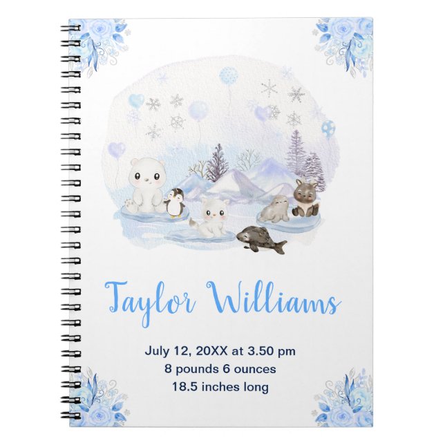 Cuaderno Winter Wonderland Arctic Animals Birth Statistics (Frente)