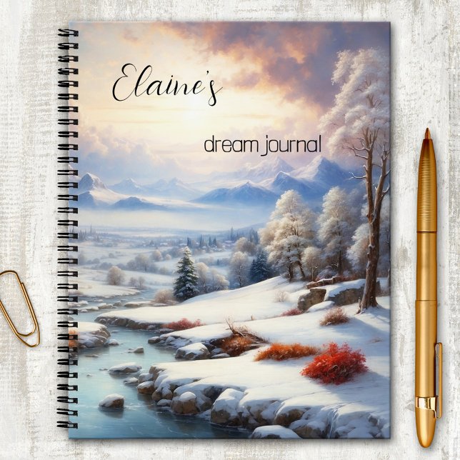 Cuaderno Winter Wonderland Dream Journal (A dreamy notebook featuring an artistic winter wonderland scene with a hazy sun - dream journal)
