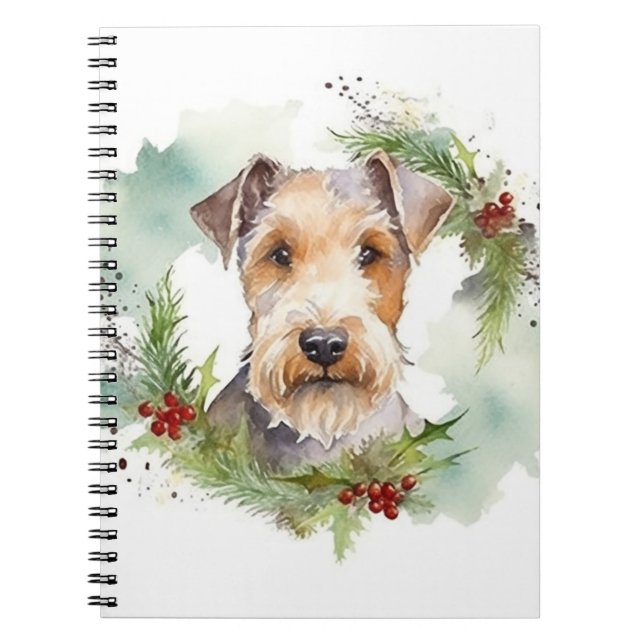 Cuaderno Wirefox Terrier Navidades Wreath Festive Pup (Frente)