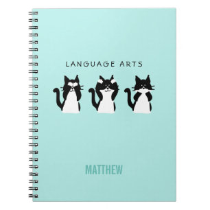 Cuaderno Wise Kitties Black White Aqua School Asunto