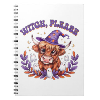 Cuaderno Witch Please Highland Cow Halloween