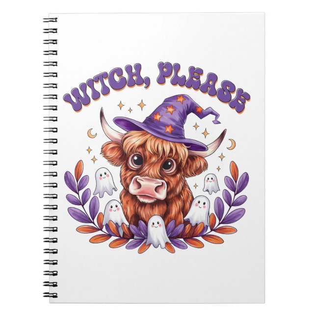 Cuaderno Witch Please Highland Cow Halloween (Frente)