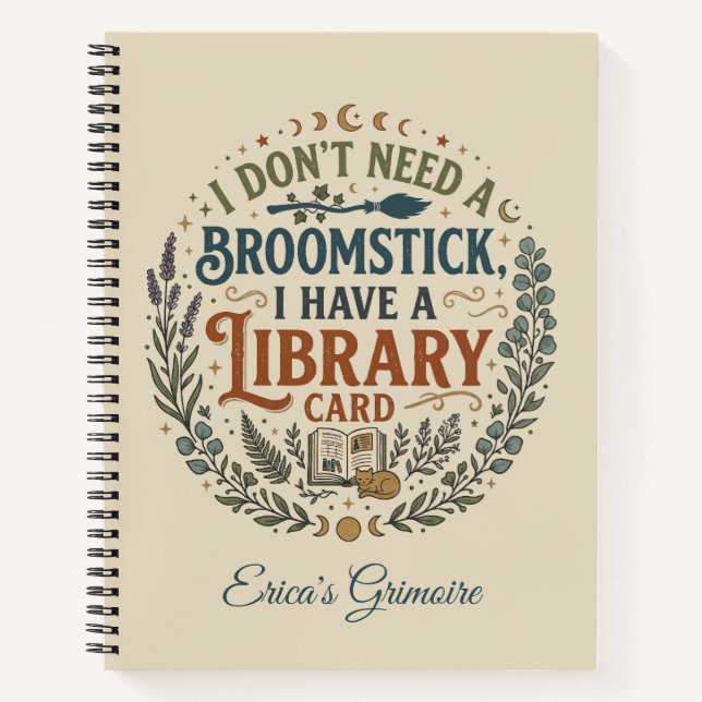 Cuaderno Witchy Librarian Library Card Book Lover Custom (Anverso)