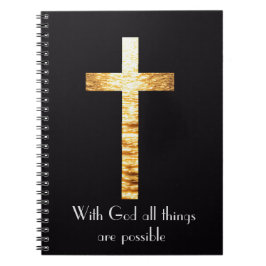Cuaderno With God Gold Cross Spiral Journal Notebook