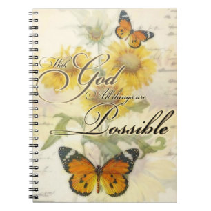 Cuaderno With God Sunflowers and butterfly  