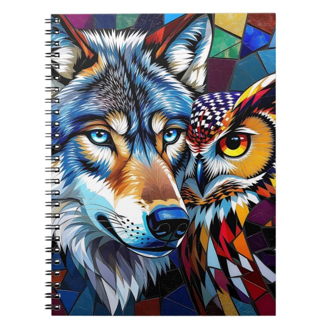 Cuaderno Wolf and Owl Vibrant and Colorful (Frente)