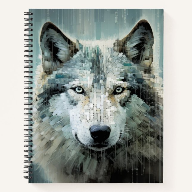 Cuaderno Wolf Animal Art Decor Paint Mosaic (Anverso)