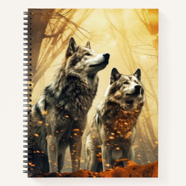 Cuaderno Wolf Animal Wildlife Wilderness Colorful Wall Art (Anverso)