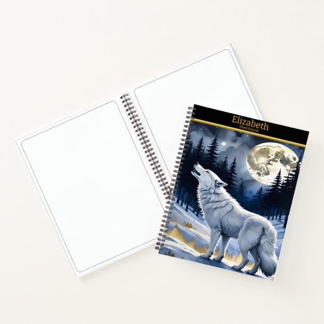 Cuaderno Wolf aulló a la luna en el bosque (Interior)