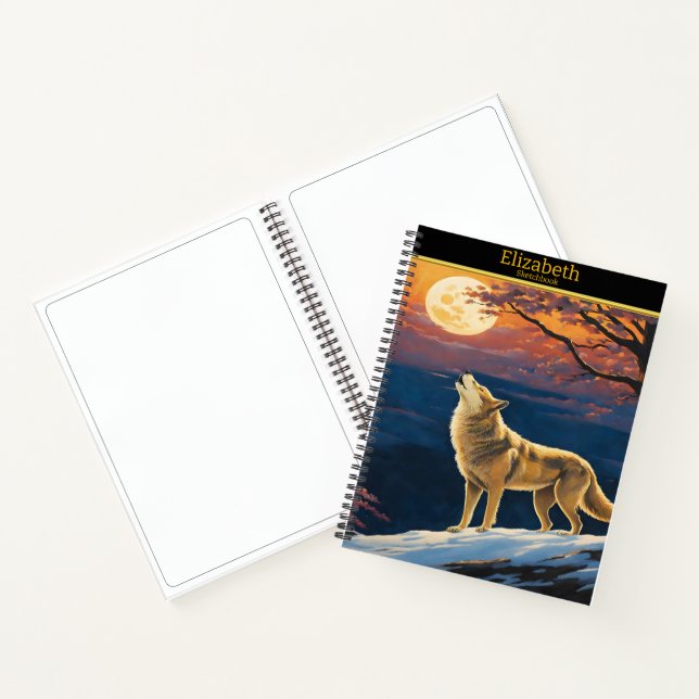 Cuaderno Wolf grita a la luna en el crepúsculo (Interior)