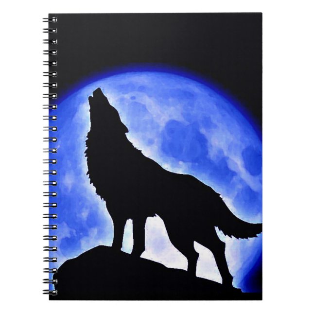 Cuaderno Wolf Howling en el equipo portátil Blue Moon (Frente)