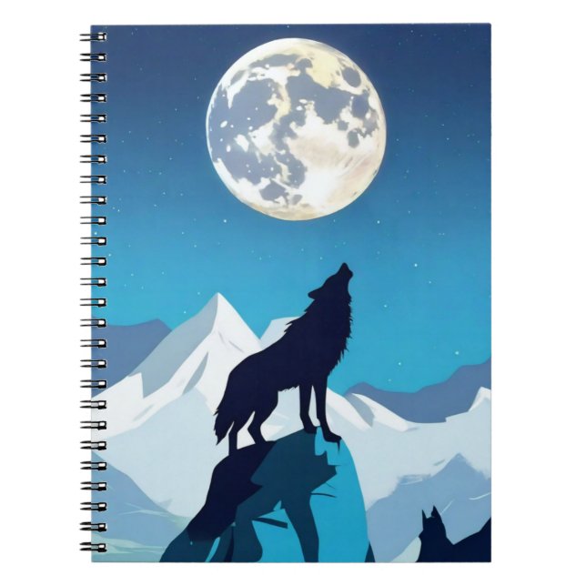 Cuaderno Wolf Howling en la luna llena (Frente)