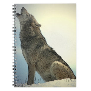 Cuaderno Wolf Howling en un bloc de notas de nieve
