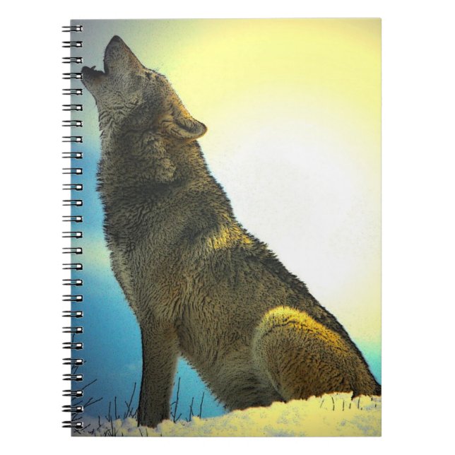 Cuaderno Wolf Howling en un bloc de notas de nieve (Frente)