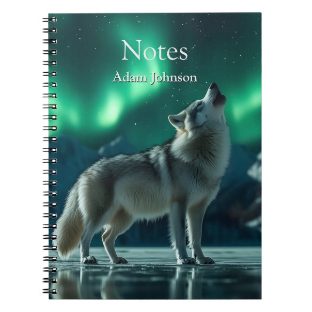 Cuaderno Wolf Howling Under the Northern Lights (Frente)