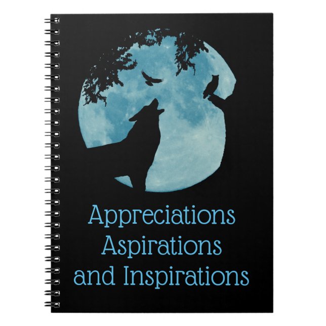 Cuaderno Wolf, Raven Owl y Moon Apreciation Journal (Frente)