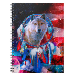 Cuaderno Wolf y Dreamcatcher pintando la bandera de Estados