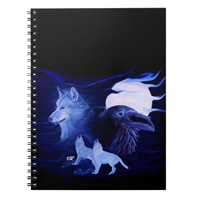 Cuaderno Wolf y Raven con luna llena (Frente)