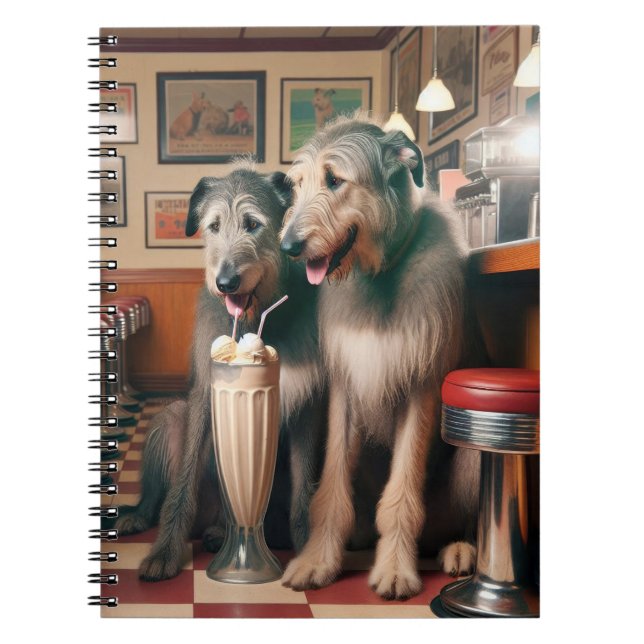 Cuaderno Wolfhounds irlandés en retro diner (Frente)