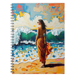 Cuaderno Woman on Beach Abstract Seaside Art