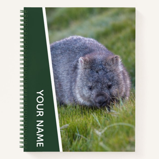 Cuaderno Wombat Australia Animalito Lindo, Verde Personaliz (Anverso)